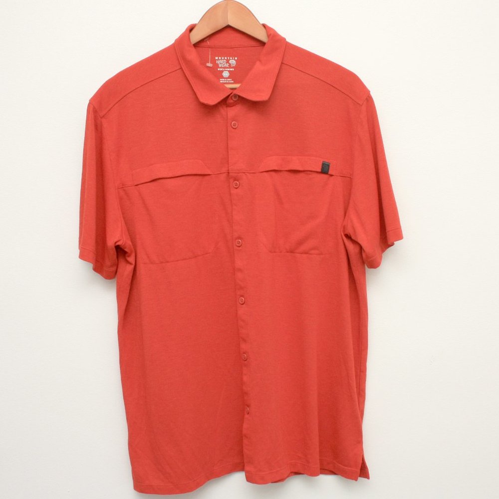 Mountain Hardwear Mens's Red SS Polo Shirt Large PolyWool blend